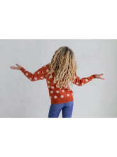 Load image into Gallery viewer, Kids Rust &amp; Beige Polka Dot Crew Neck Fall Winter Sweater