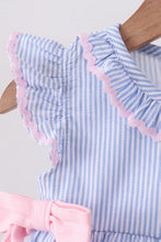 Load image into Gallery viewer, Preorder Pink and Blue Stripe Bow Ruffle Bubble