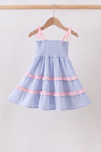 Load image into Gallery viewer, Preorder Pink and Blue Smocked Ruffle Dress