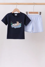 Load image into Gallery viewer, Preorder Navy Puppy Boat Shorts Set