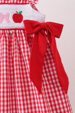 Load image into Gallery viewer, Preorder Apples and Bows Red Gingham Smocked Dress