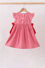 Load image into Gallery viewer, Preorder Apples and Bows Red Gingham Smocked Dress