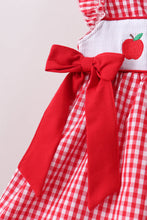 Load image into Gallery viewer, Preorder Apples and Bows Red Gingham Smocked Shorts Set