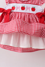 Load image into Gallery viewer, Preorder Apples and Bows Red Gingham Smocked Shorts Set