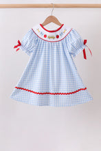 Load image into Gallery viewer, Preorder Back to School Blue Gingham Smocked Dress