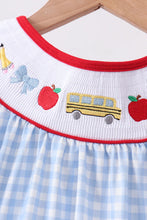 Load image into Gallery viewer, Preorder Back to School Blue Gingham Smocked Dress