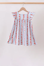 Load image into Gallery viewer, Preorder Blue and Red Apple Applique Dress