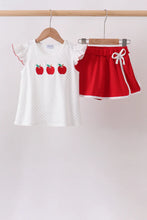Load image into Gallery viewer, Preorder Red and White Apple Embroidered Skorts Set