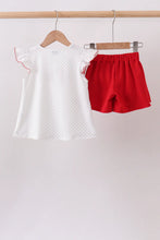 Load image into Gallery viewer, Preorder Red and White Apple Embroidered Skorts Set