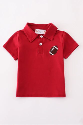 Preorder Red Football Embroidery Polo