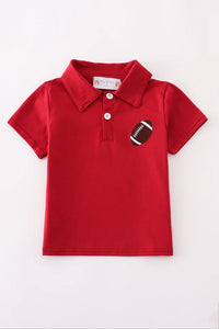 Preorder Red Football Embroidery Polo