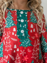 Load image into Gallery viewer, Red &amp; Green Christmas Tree Ruffle Lounge Play Gown