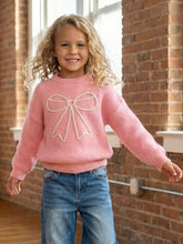 Load image into Gallery viewer, Preorder Molly Pink Cable Knit Bow Sweater