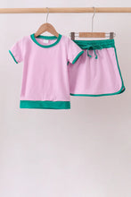 Load image into Gallery viewer, Preorder Pink and Green Colorblock Skorts Set