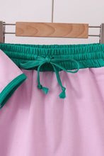 Load image into Gallery viewer, Preorder Pink and Green Colorblock Skorts Set