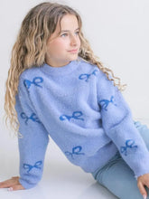 Load image into Gallery viewer, Preorder Harper Blue Bow Coquette Crew Neck Sweater