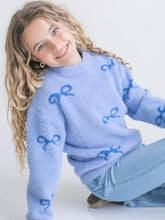 Load image into Gallery viewer, Preorder Harper Blue Bow Coquette Crew Neck Sweater