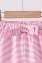 Load image into Gallery viewer, Preorder Light Pink Stripe Everyday Bow Shorts