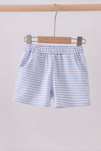 Load image into Gallery viewer, Preorder Boys Light Blue and White Striped Everyday Shorts