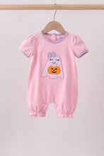 Load image into Gallery viewer, Preorder Pink Trick-Or-Treating Ghost Applique Romper