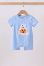 Load image into Gallery viewer, Preorder Blue Trick-Or-Treat Ghost Applique Romper