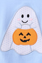 Load image into Gallery viewer, Preorder Blue Trick-Or-Treat Ghost Applique Romper
