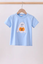 Load image into Gallery viewer, Preorder Blue Trick-Or-Treating Ghost Applique Shirt
