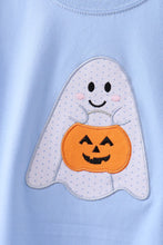 Load image into Gallery viewer, Preorder Blue Trick-Or-Treating Ghost Applique Shirt
