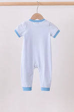 Load image into Gallery viewer, Preorder Blue Stripe Jack-O-Lantern Applique Romper