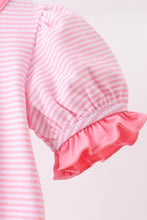 Load image into Gallery viewer, Preorder Pink Stripe Jack-O-Lantern Applique Ruffle Romper