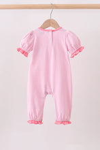 Load image into Gallery viewer, Preorder Pink Stripe Jack-O-Lantern Applique Ruffle Romper