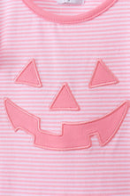 Load image into Gallery viewer, Preorder Pink Stripe Jack-O-Lantern Applique Ruffle Dress