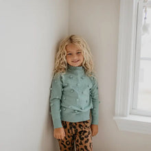 Load image into Gallery viewer, Preorder Teal Pom Pom Scalloped Neck Sweater