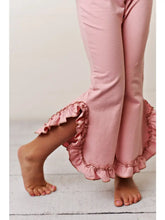 Load image into Gallery viewer, Kids Pink Hooded Ruffle Pocket Lounge Set