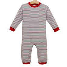 Load image into Gallery viewer, Preorder Jellybean Christmas Candy Stripe Thomas Romper (ETA: October)