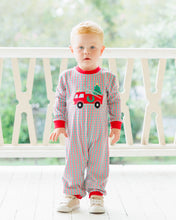 Load image into Gallery viewer, Preorder Jellybean Festive Firetruck Romper (ETA: October)