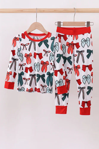 Preorder Red Christmas Bows Bamboo Pajama Pants Set