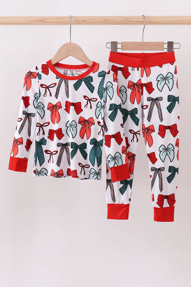 Preorder Red Christmas Bows Bamboo Pajama Pants Set