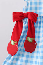 Load image into Gallery viewer, Preorder Blue Gingham Apple Applique Ruffle Shorts Set
