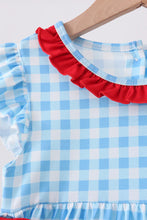 Load image into Gallery viewer, Preorder Blue Gingham Apple Applique Dress