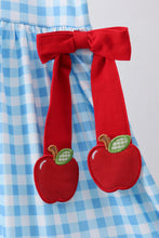 Load image into Gallery viewer, Preorder Blue Gingham Apple Applique Dress