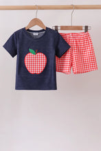 Load image into Gallery viewer, Preorder Apple Applique Denim and Red Gingham Shorts Set