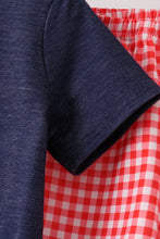 Load image into Gallery viewer, Preorder Apple Applique Denim and Red Gingham Shorts Set