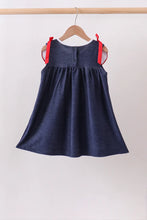 Load image into Gallery viewer, Preorder Apple Applique Denim Dress