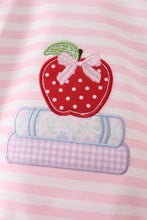 Load image into Gallery viewer, Preorder Pink Stripe Apple Book Ruffle Bubble