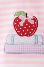 Load image into Gallery viewer, Preorder Pink Stripe Apple Book Ruffle Bloomers Set