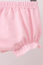 Load image into Gallery viewer, Preorder Pink Stripe Apple Book Ruffle Bloomers Set