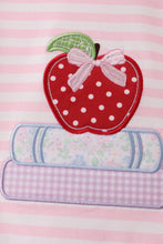 Load image into Gallery viewer, Preorder Pink Stripe Apple Book Ruffle Dress