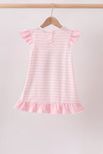 Load image into Gallery viewer, Preorder Pink Stripe Apple Book Ruffle Dress