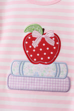 Load image into Gallery viewer, Preorder Pink Stripe Apple Book Ruffle Shorts Set